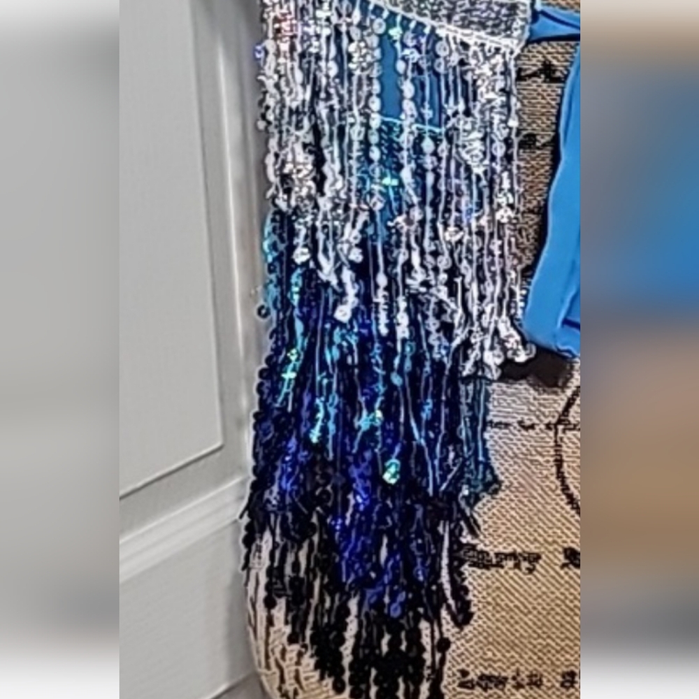 Layered Sequined Fringe Strapless Tie On Festival/Coverup/Party/Dance Top (OS) - Picture 10 of 11